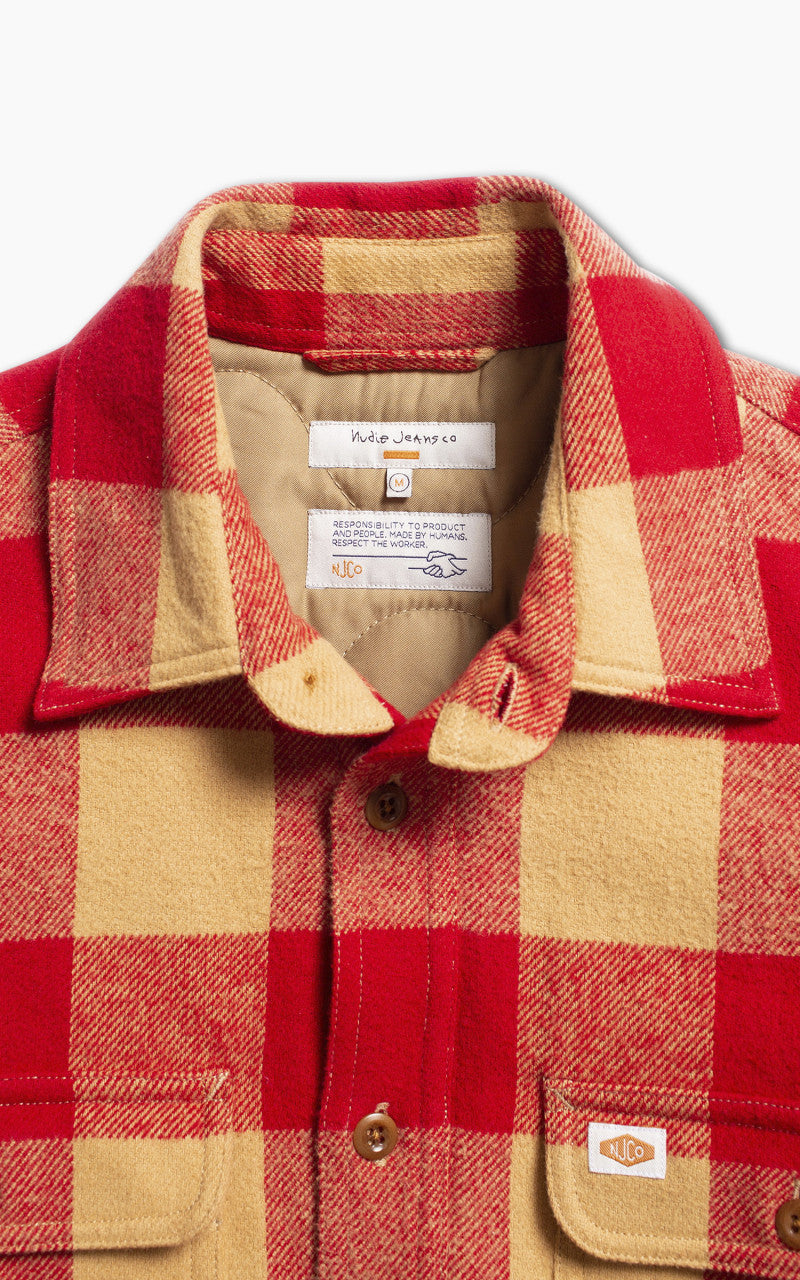 Nudie Jeans Glenn Padded Check Shirt Red