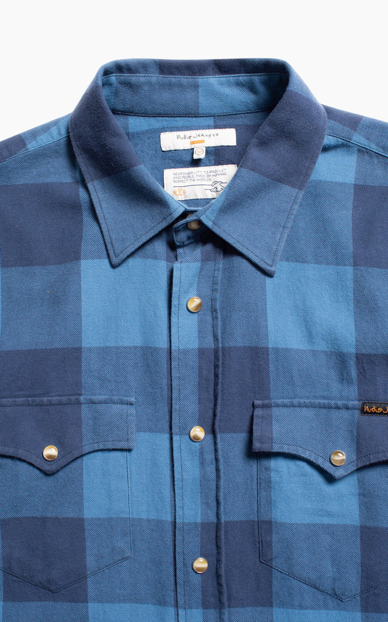 Nudie Jeans George Flannel Shirt Blue