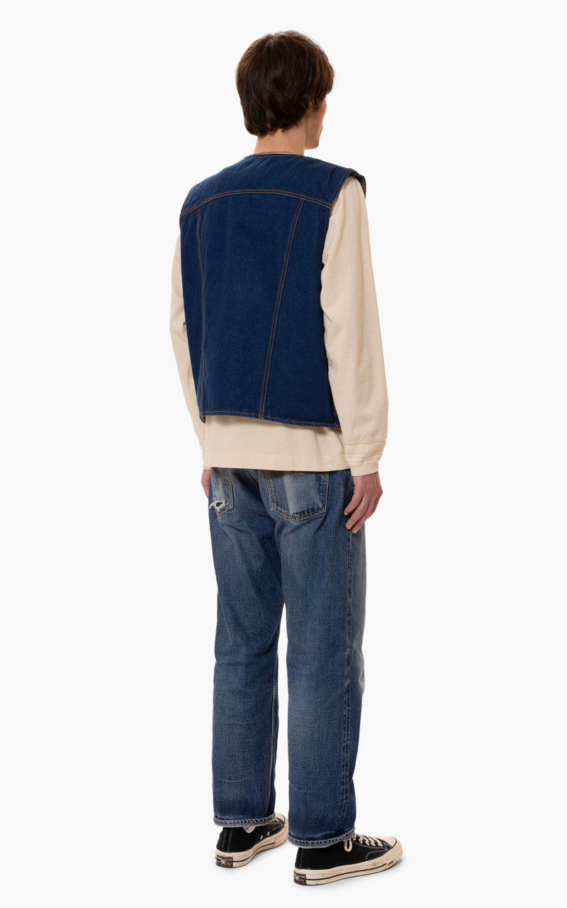 Nudie Jeans Harry Rinse Denim Vest Dark Blue