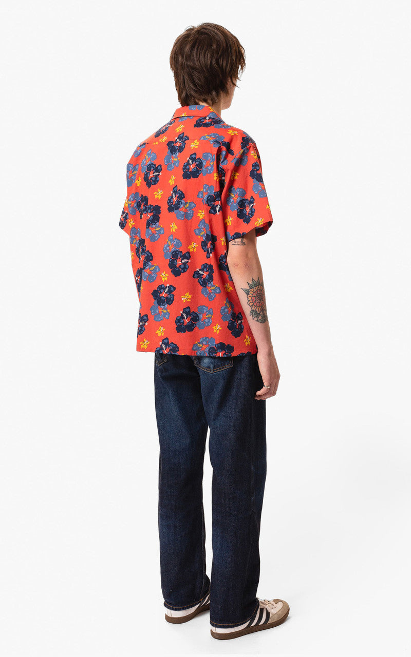 Nudie Jeans Arthur Flower Hawaii Shirt Red