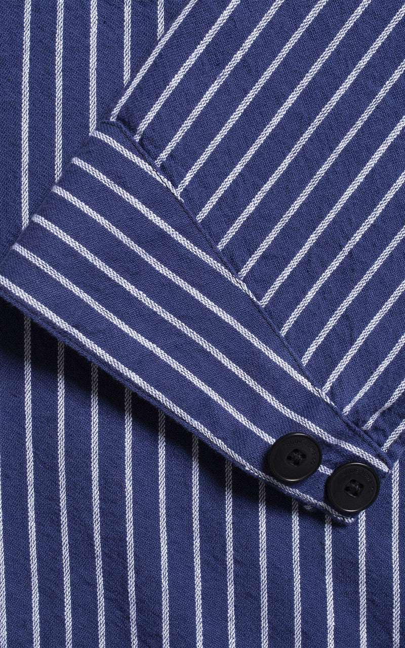 Nudie Jeans Berra Striped Worker Shirt Blue