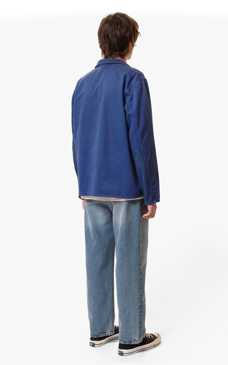 Nudie Jeans Buddy Herringbone Chore Jacket Blue