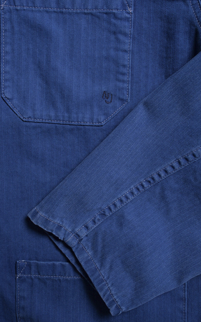 Nudie Jeans Buddy Herringbone Chore Jacket Blue