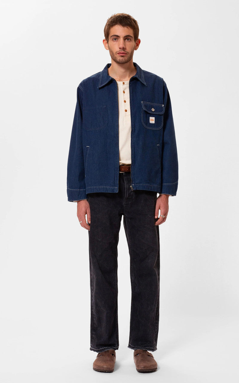 Nudie Jeans Jimmy Utility Denim Zip Jacket Blue
