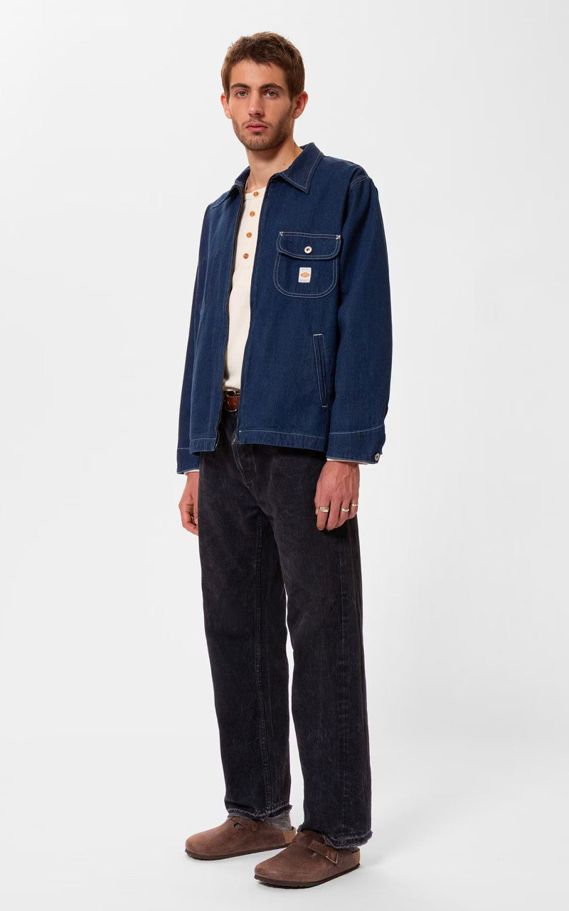 Nudie Jeans Jimmy Utility Denim Zip Jacket Blue