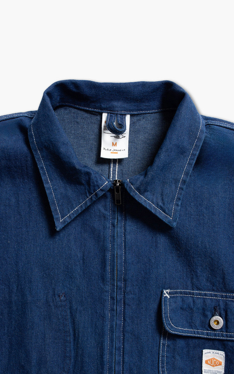 Nudie Jeans Jimmy Utility Denim Zip Jacket Blue