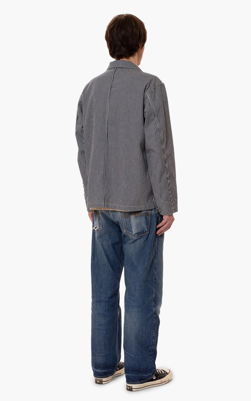 Nudie Jeans Howie Hickory Chore Jacket Blue/Offwhite