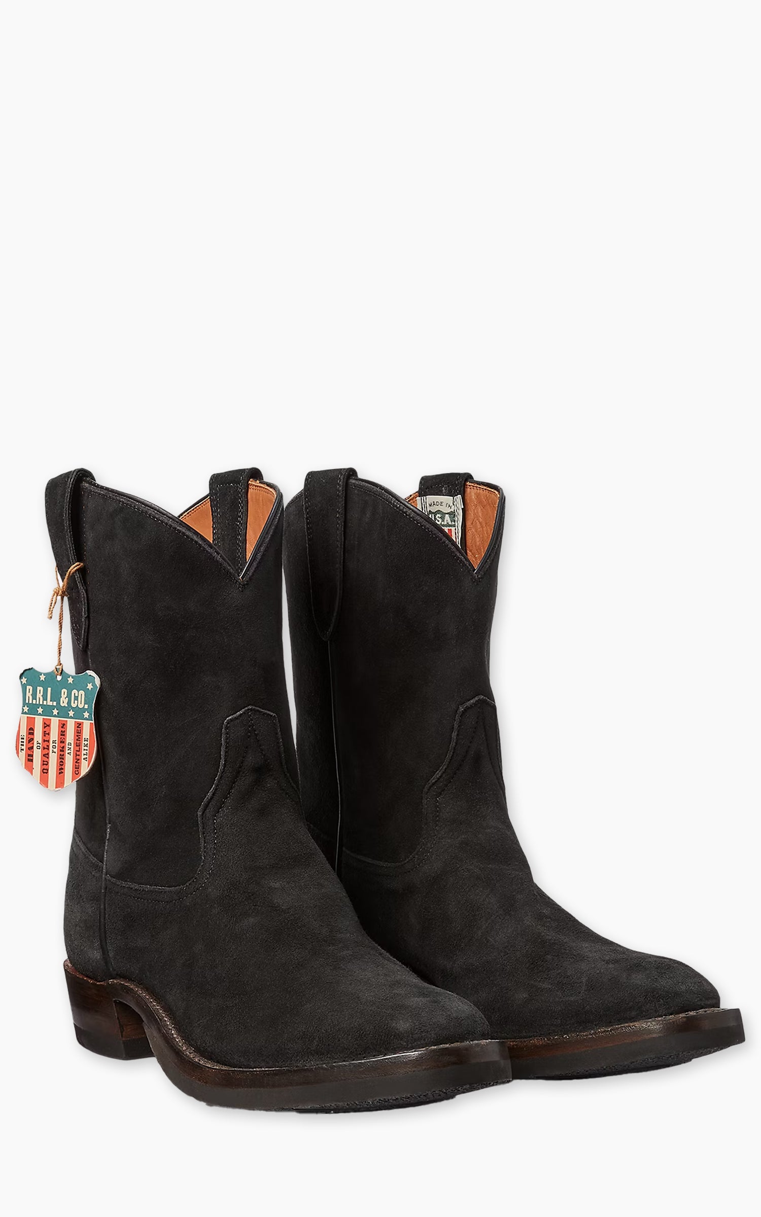RRL Roughout Suede Boot Black
