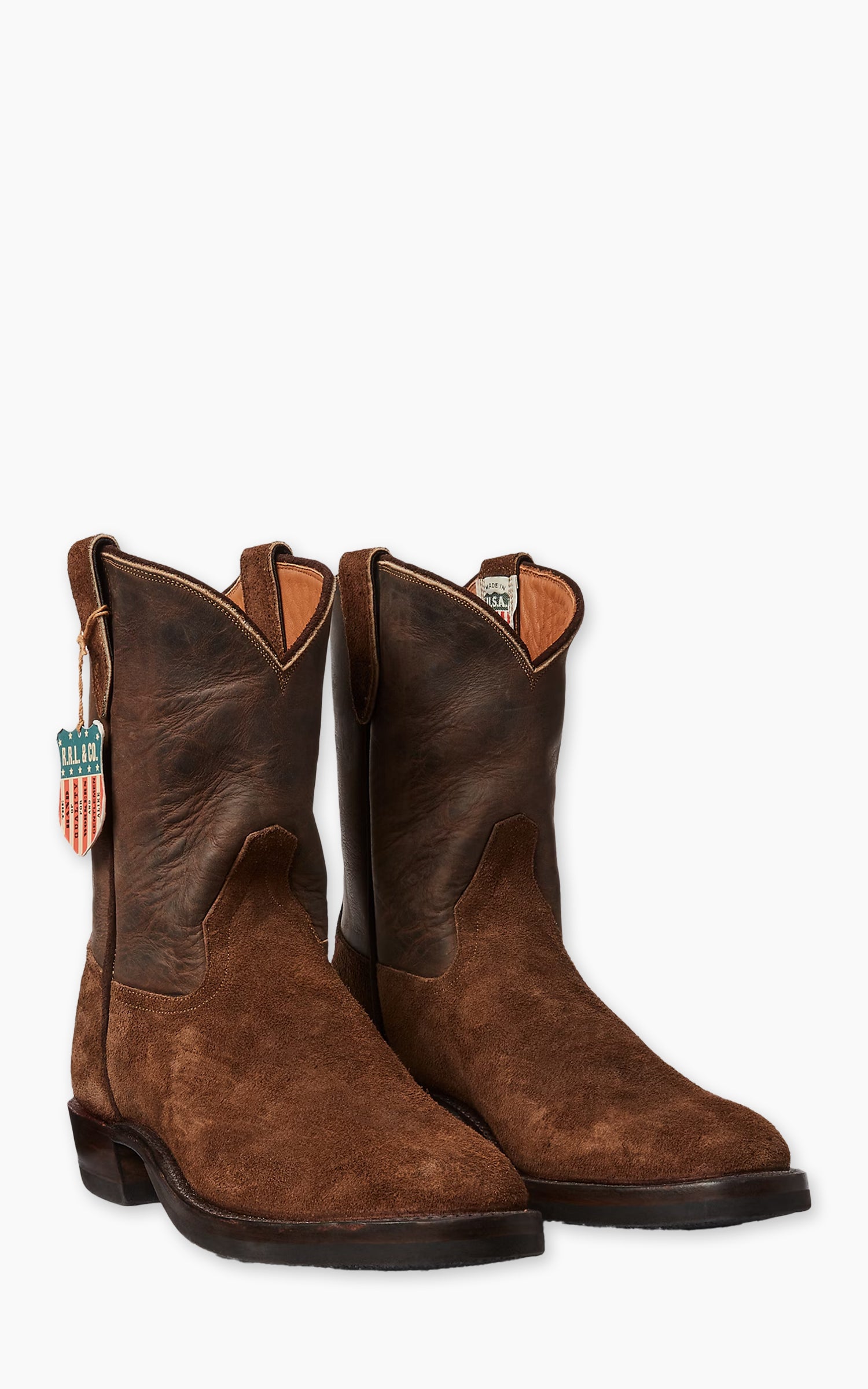 RRL Roughout Suede & Leather Boot Brown