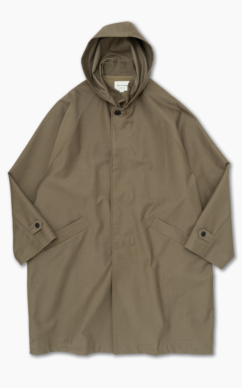 Still By Hand Moleskin Hooded Coat Khaki Beige