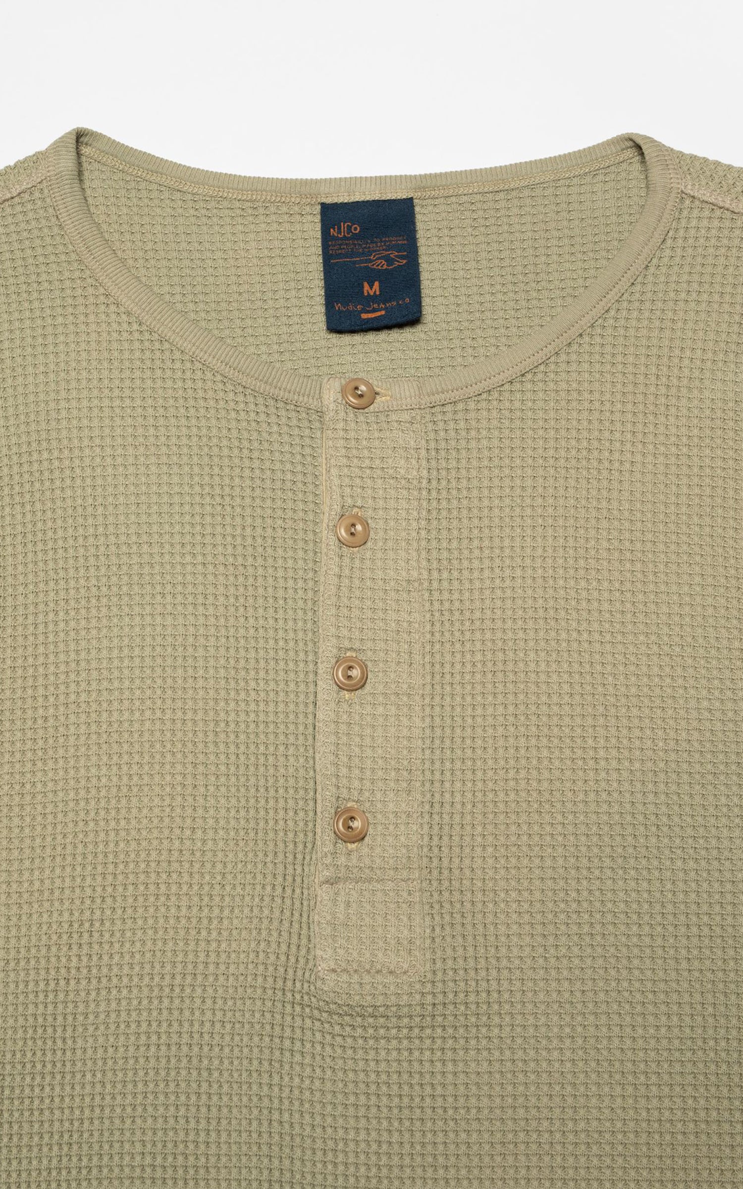 Nudie Jeans LS Henley Waffle T-Shirt Desert