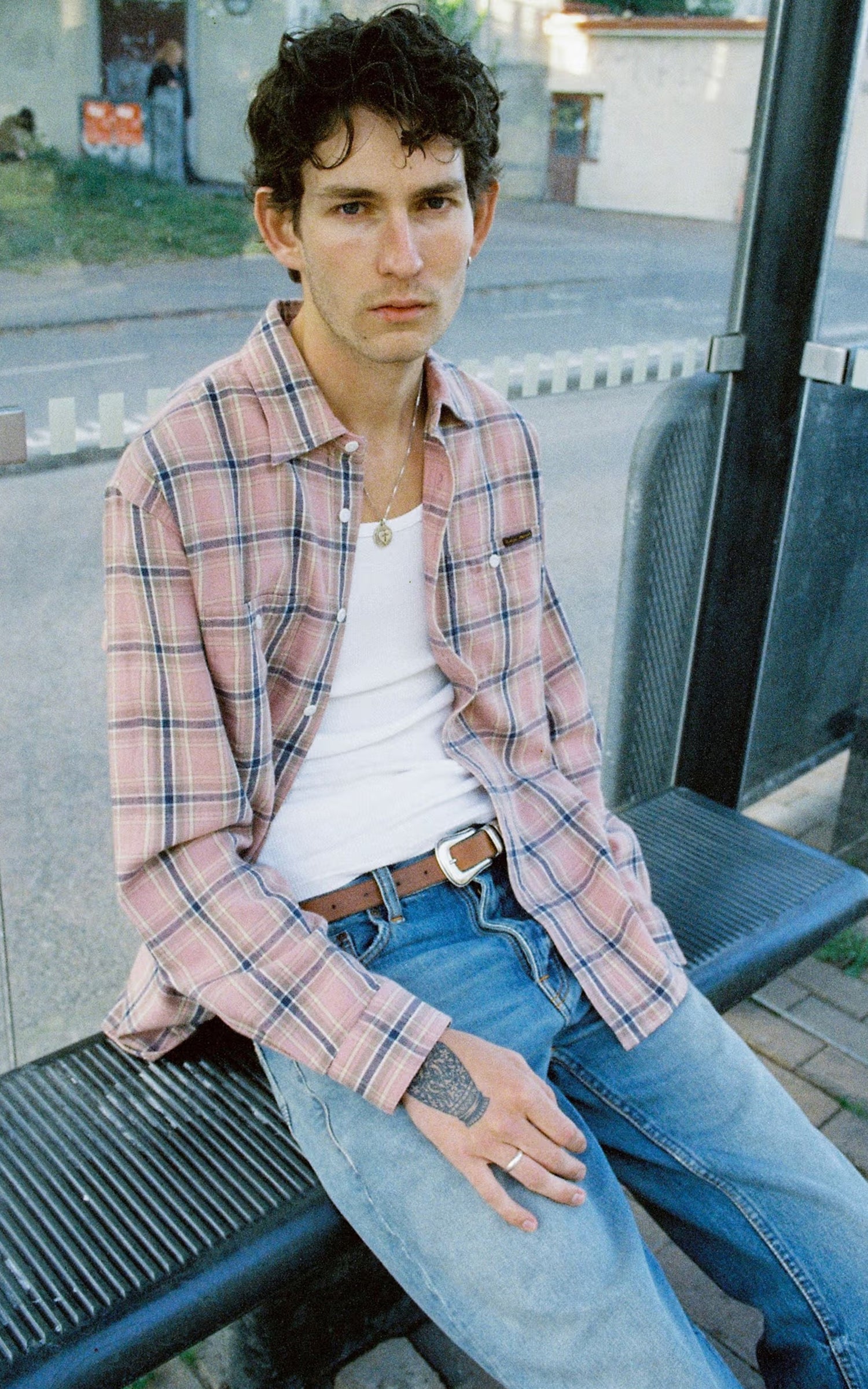 Nudie Jeans Julian Worker Shirt Checked Pink