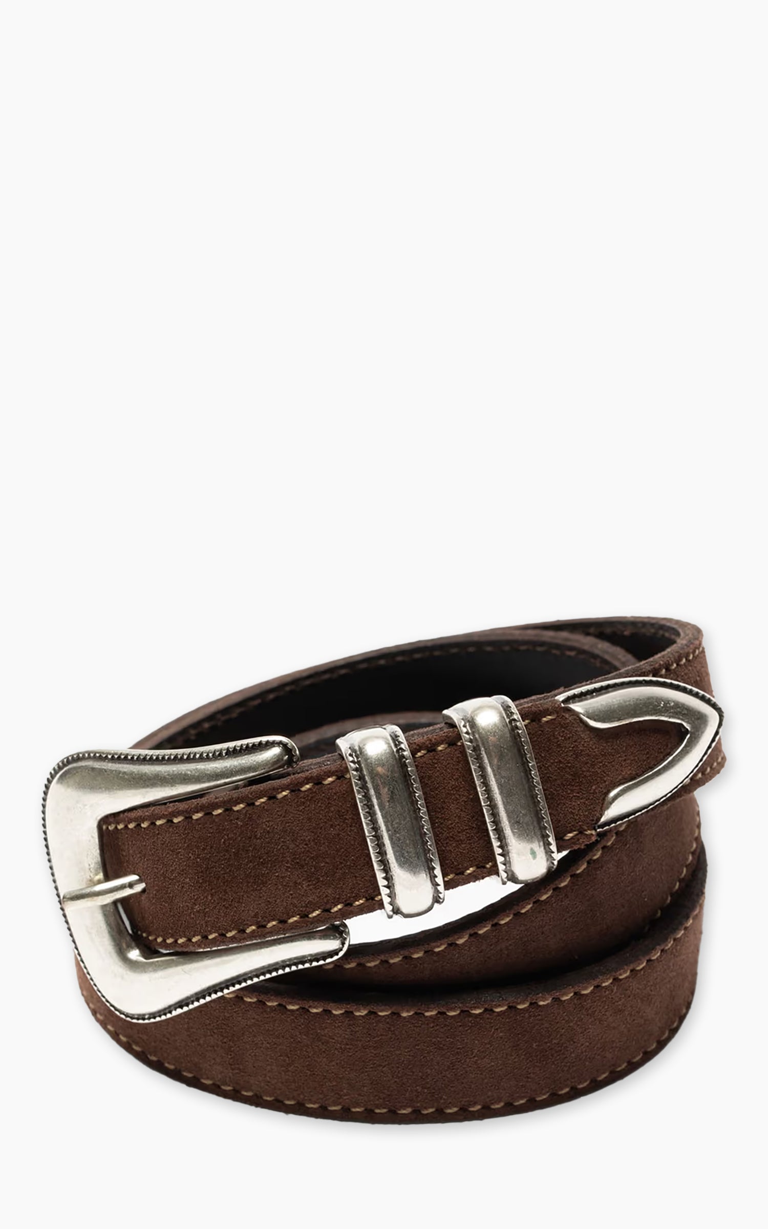 Nudie Jeans Western Suede Silver Belt Dark Brown