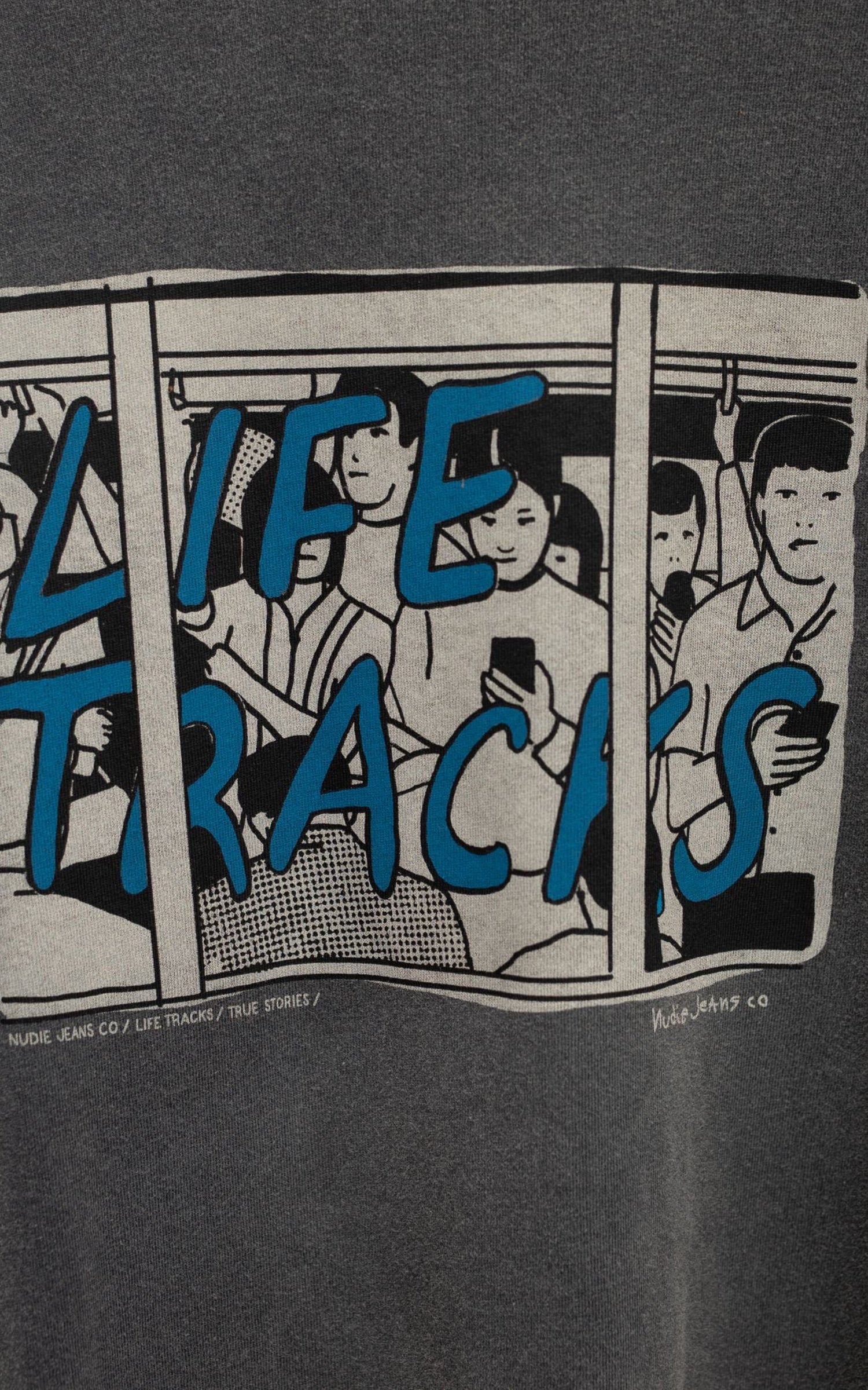 Nudie Jeans Koffe T-Shirt LifeTracks III Antracite