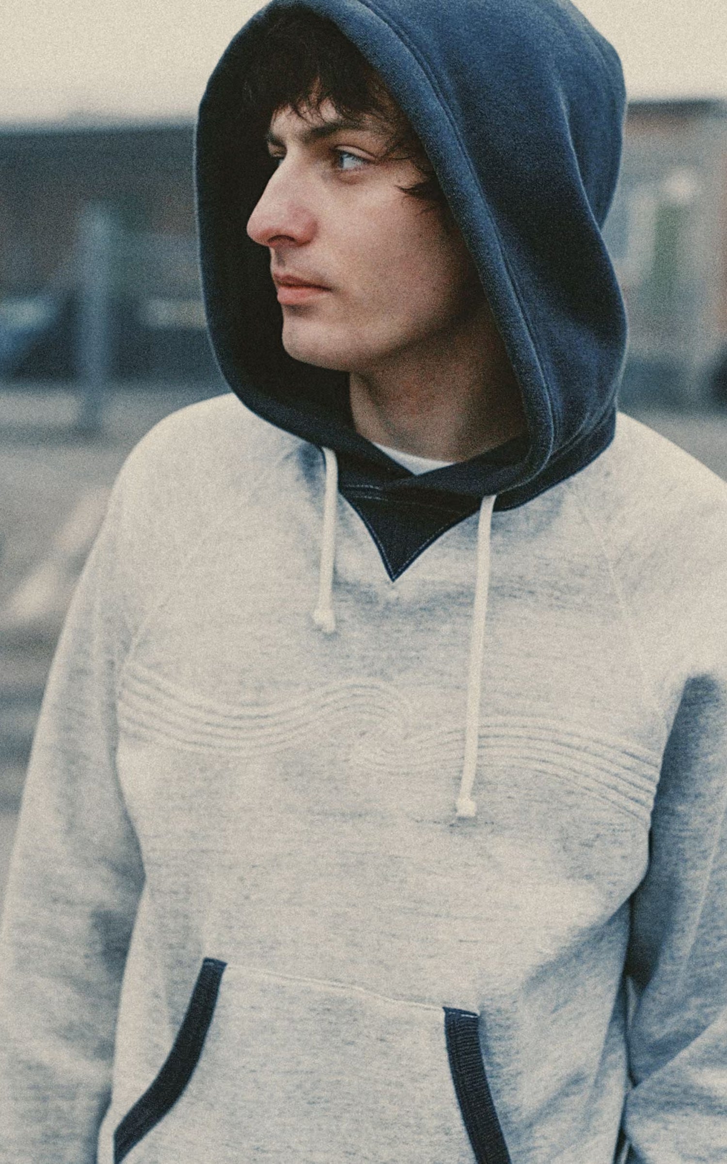 Nudie Jeans Gunde Hoodie Embo Wave Greymelange
