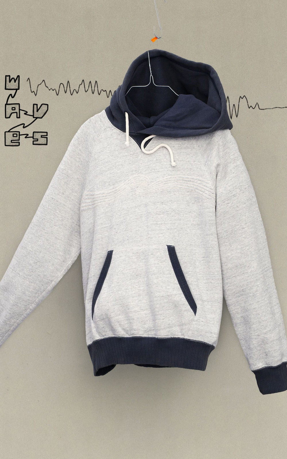 Nudie Jeans Gunde Hoodie Embo Wave Greymelange