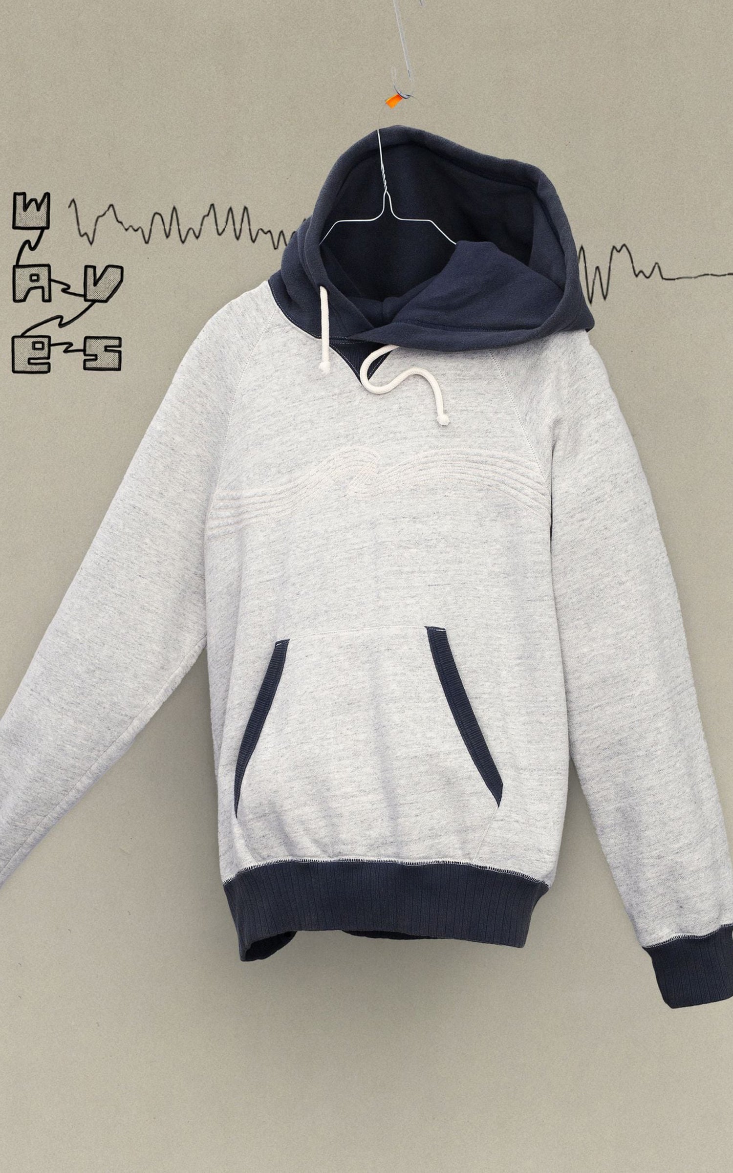 Nudie Jeans Gunde Hoodie Embo Wave Greymelange