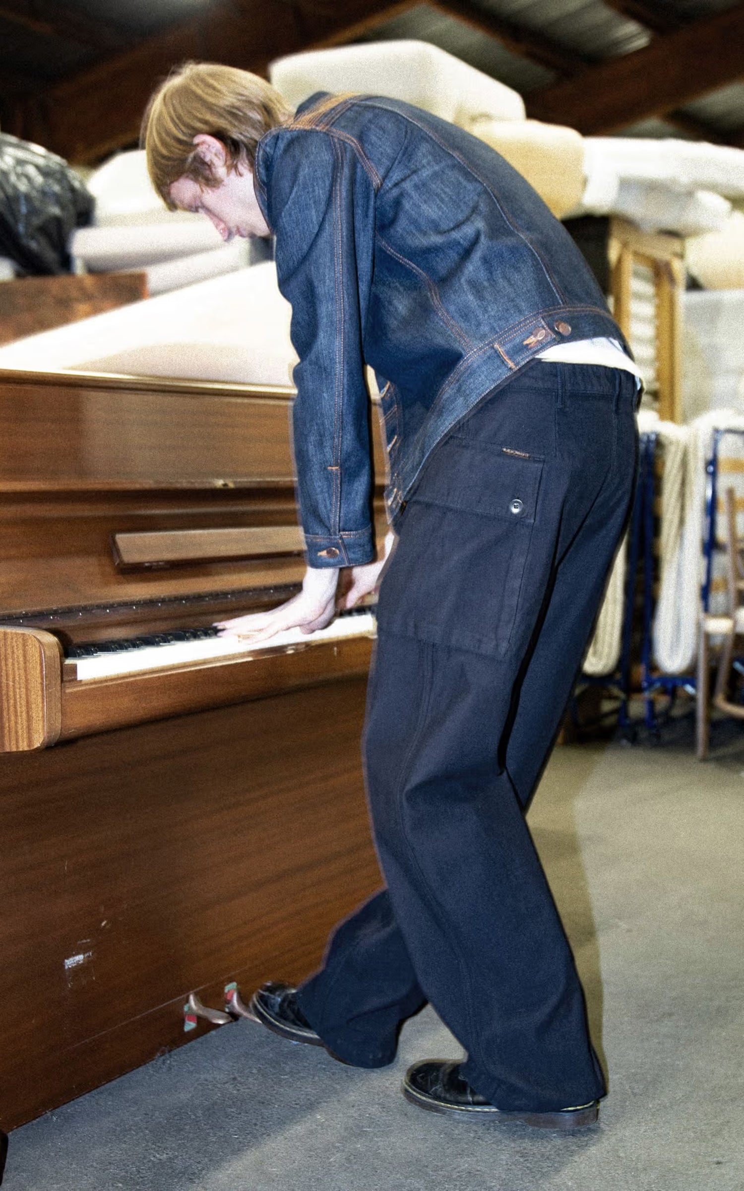 Nudie Jeans Loud Larry Pants Back Sateen Indigo