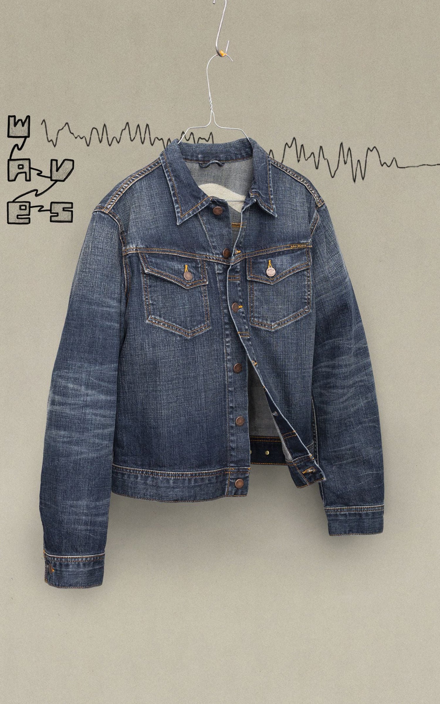 Nudie Jeans Conny Denim Jacket Big Wave Blue
