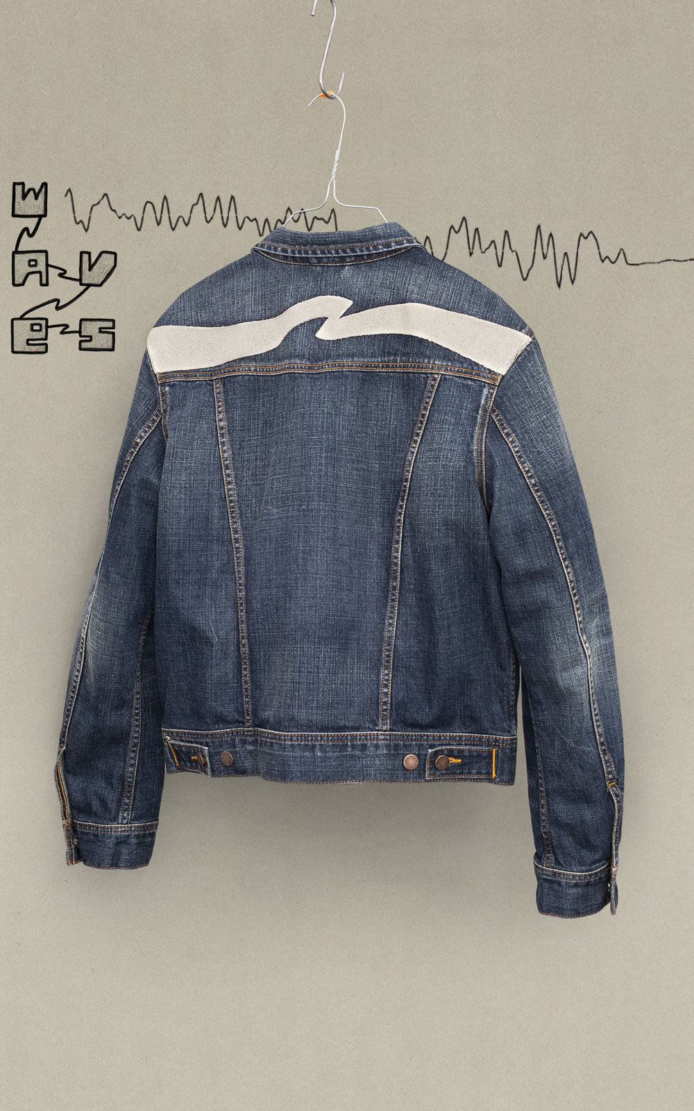 Nudie Jeans Conny Denim Jacket Big Wave Blue