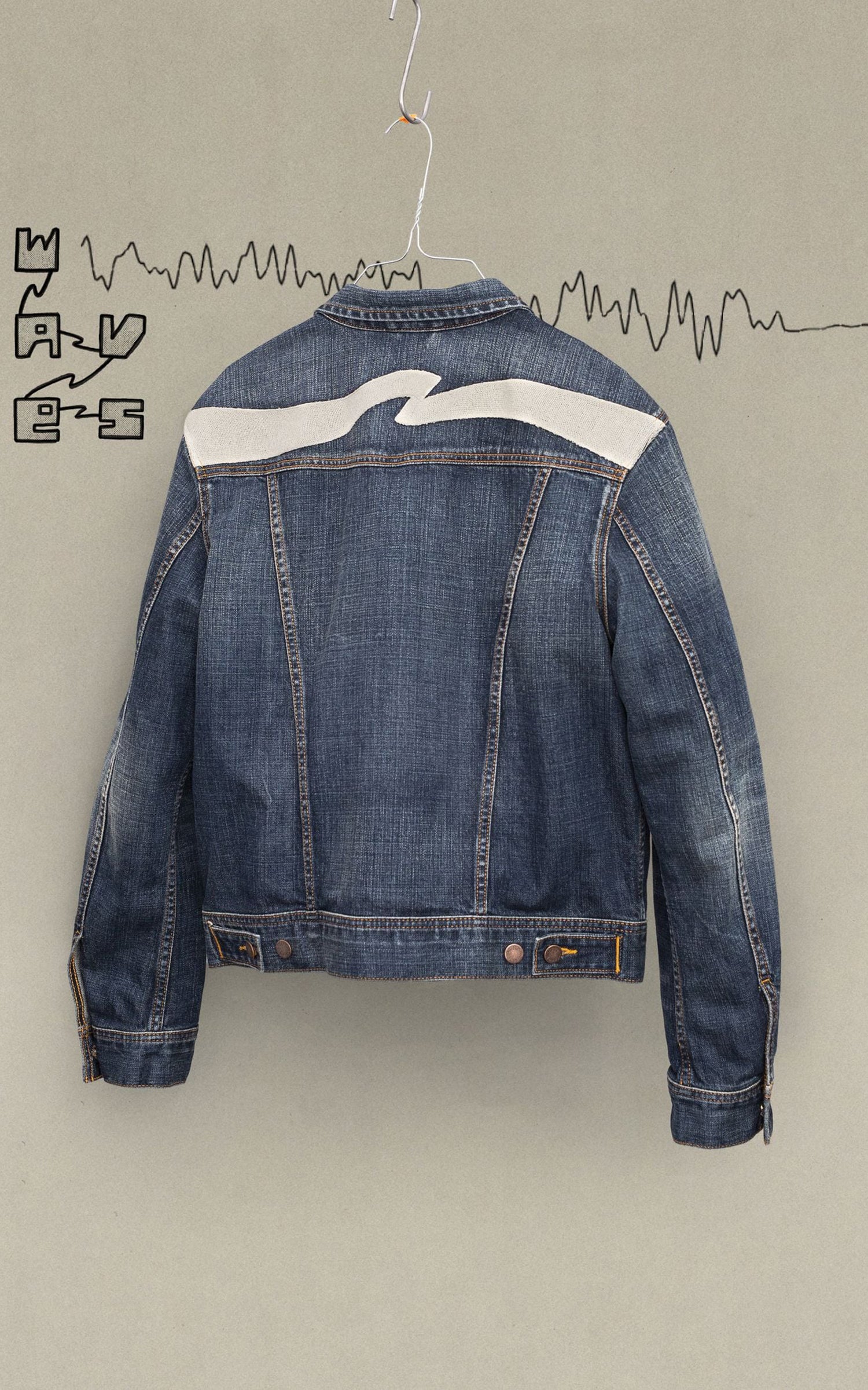 Nudie Jeans Conny Denim Jacket Big Wave Blue