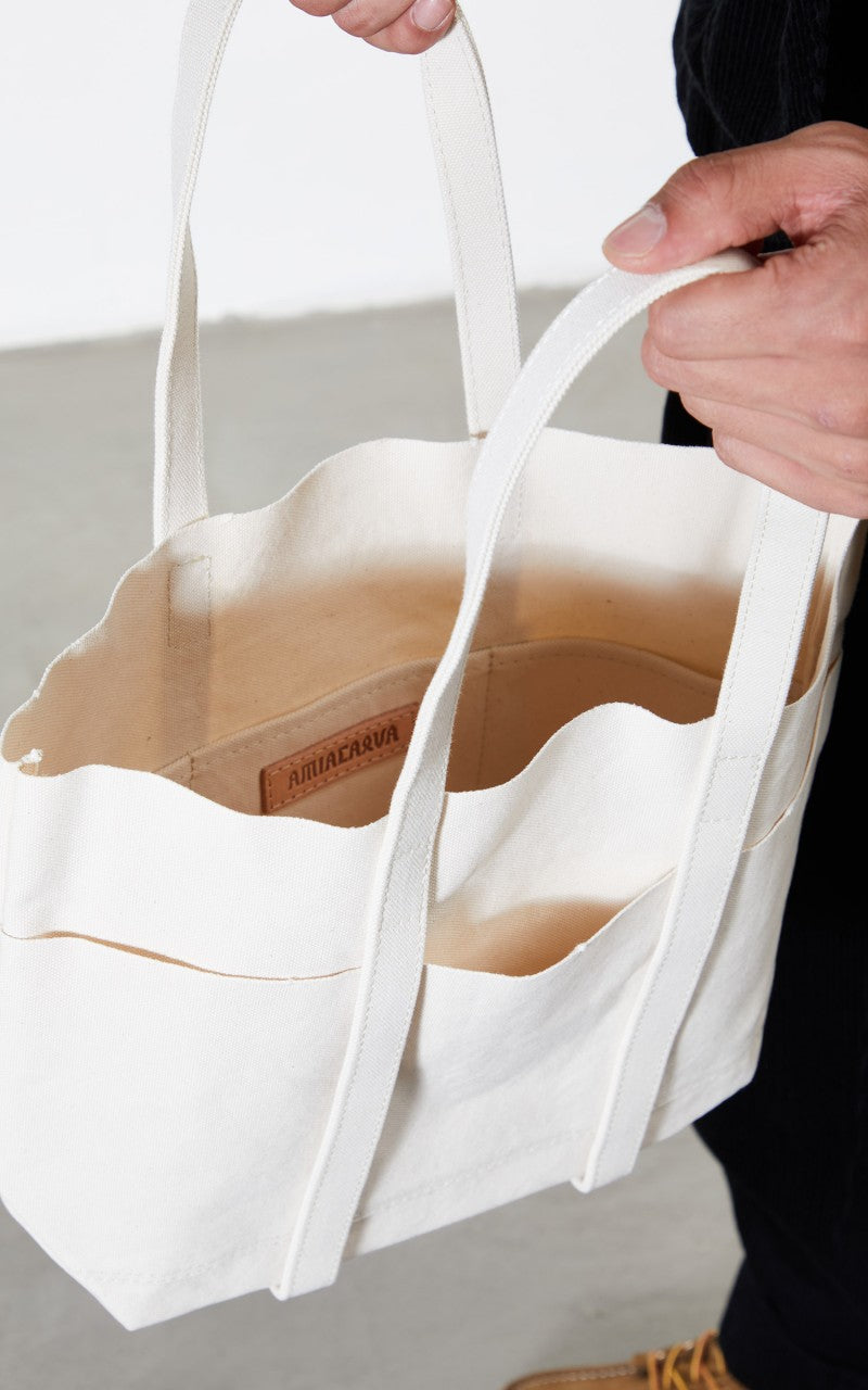 Amiacalva Washed A126 Canvas 6P Tote Bag S White