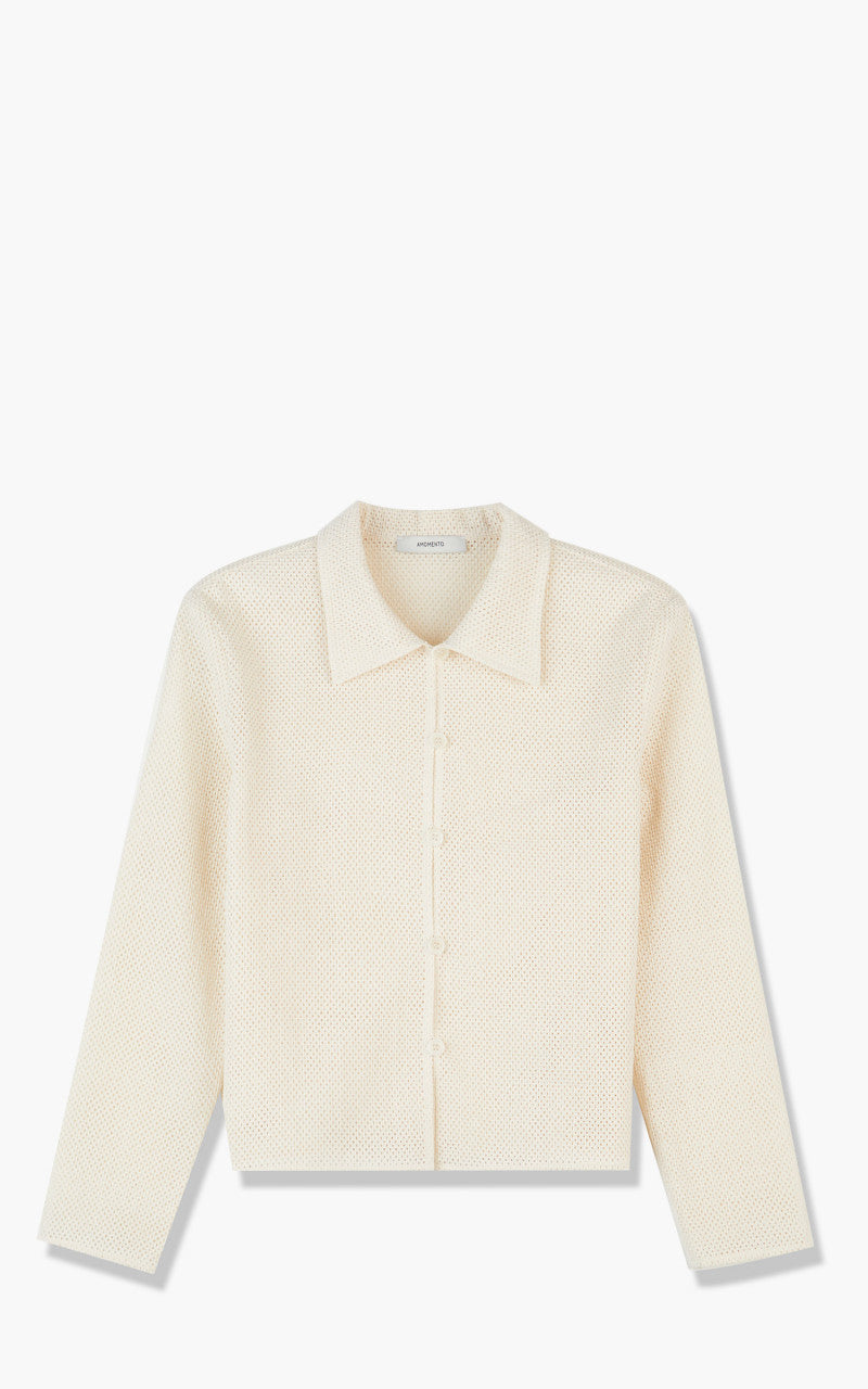 Amomento Cotton Crochet Long Sleeve Shirt Ecru