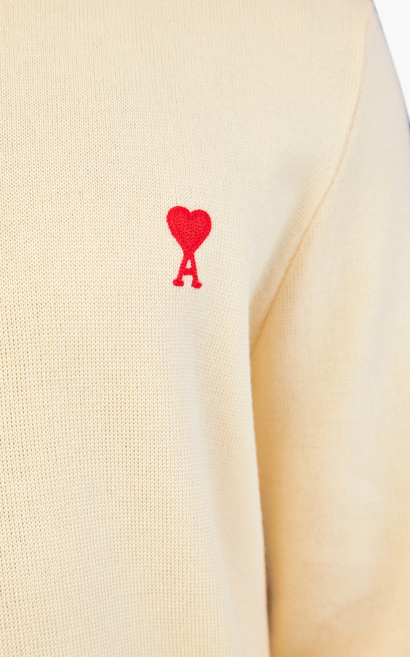 AMI Paris Ami De Coeur Crewneck Sweater Merino Wool Vanilla