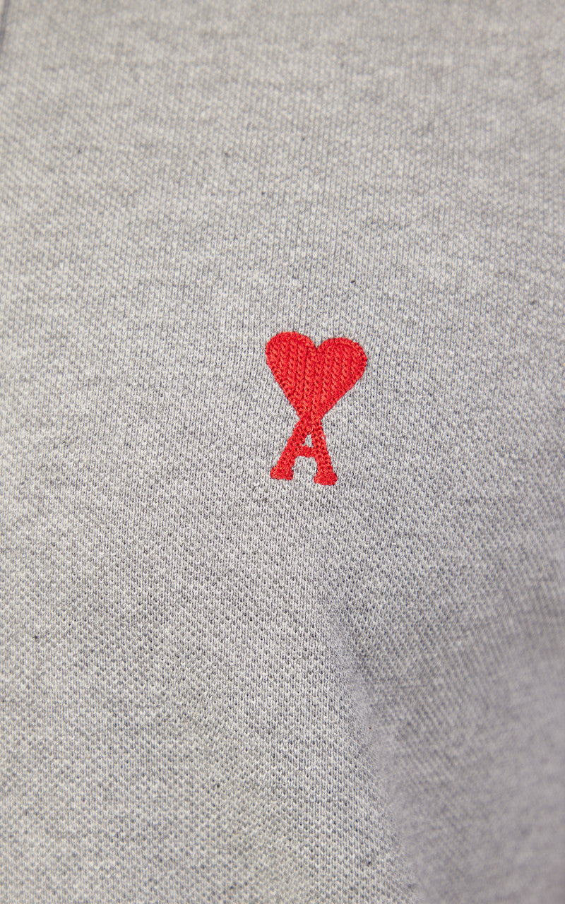 AMI Paris Ami De Coeur Polo Shirt Heather Grey