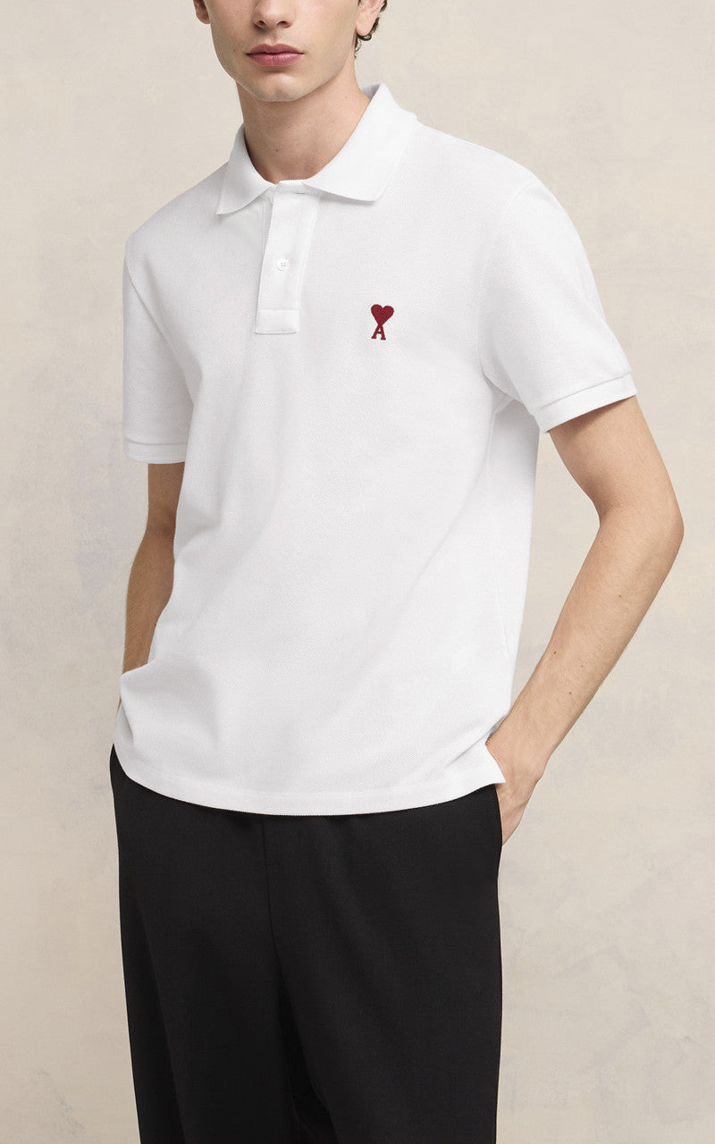 AMI Paris Ami De Coeur Polo Shirt White