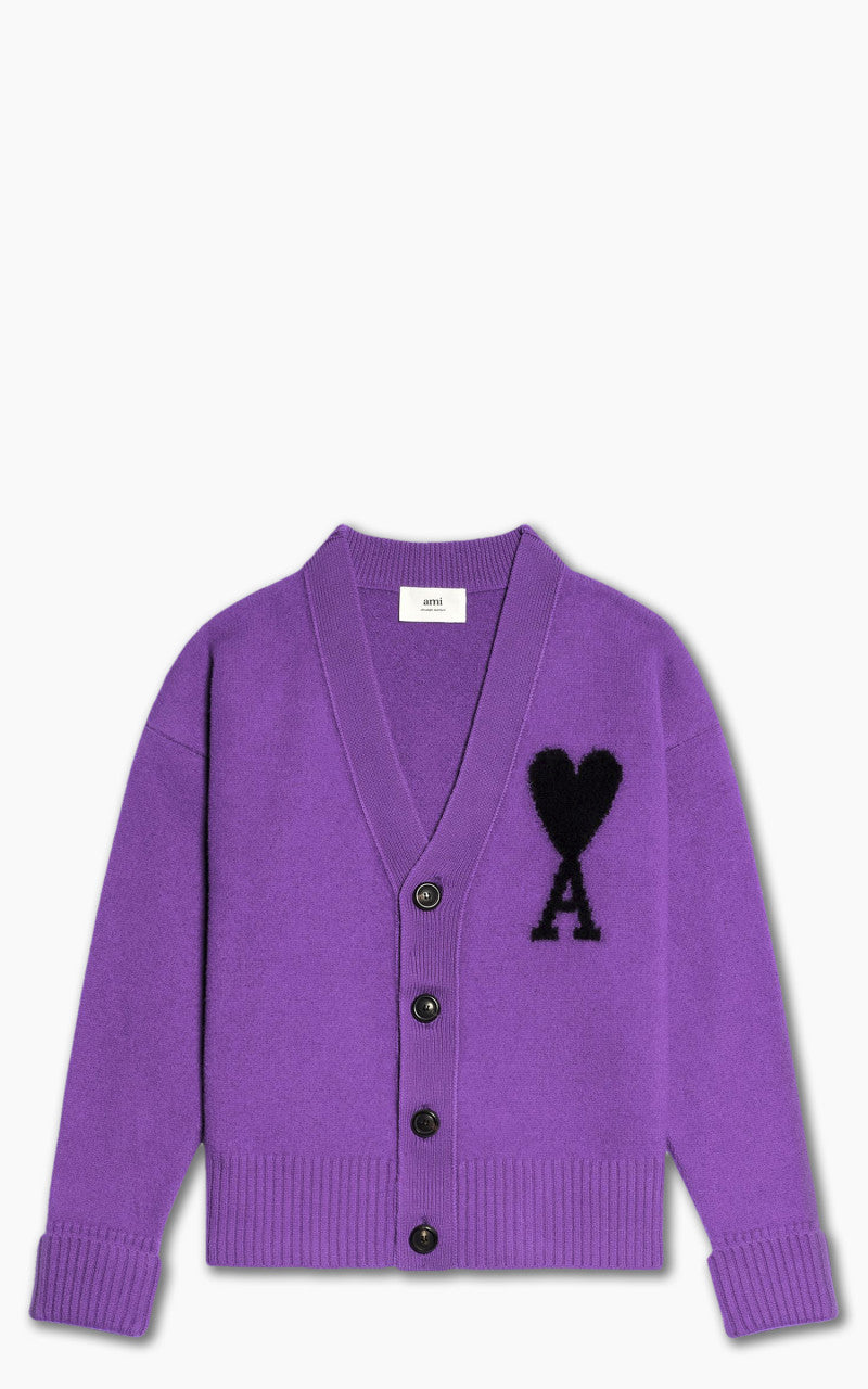 AMI Paris Ami De Coeur Cardigan Purple/Black