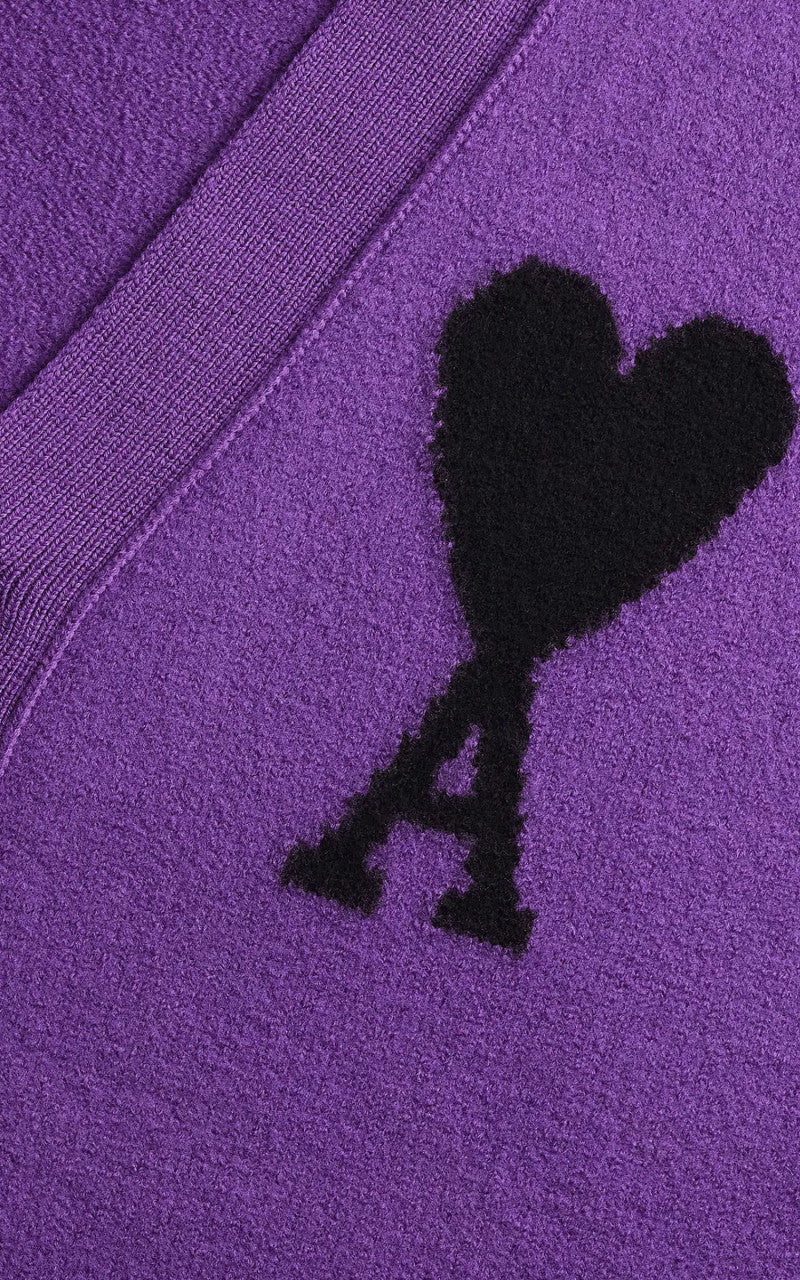 AMI Paris Ami De Coeur Cardigan Purple/Black