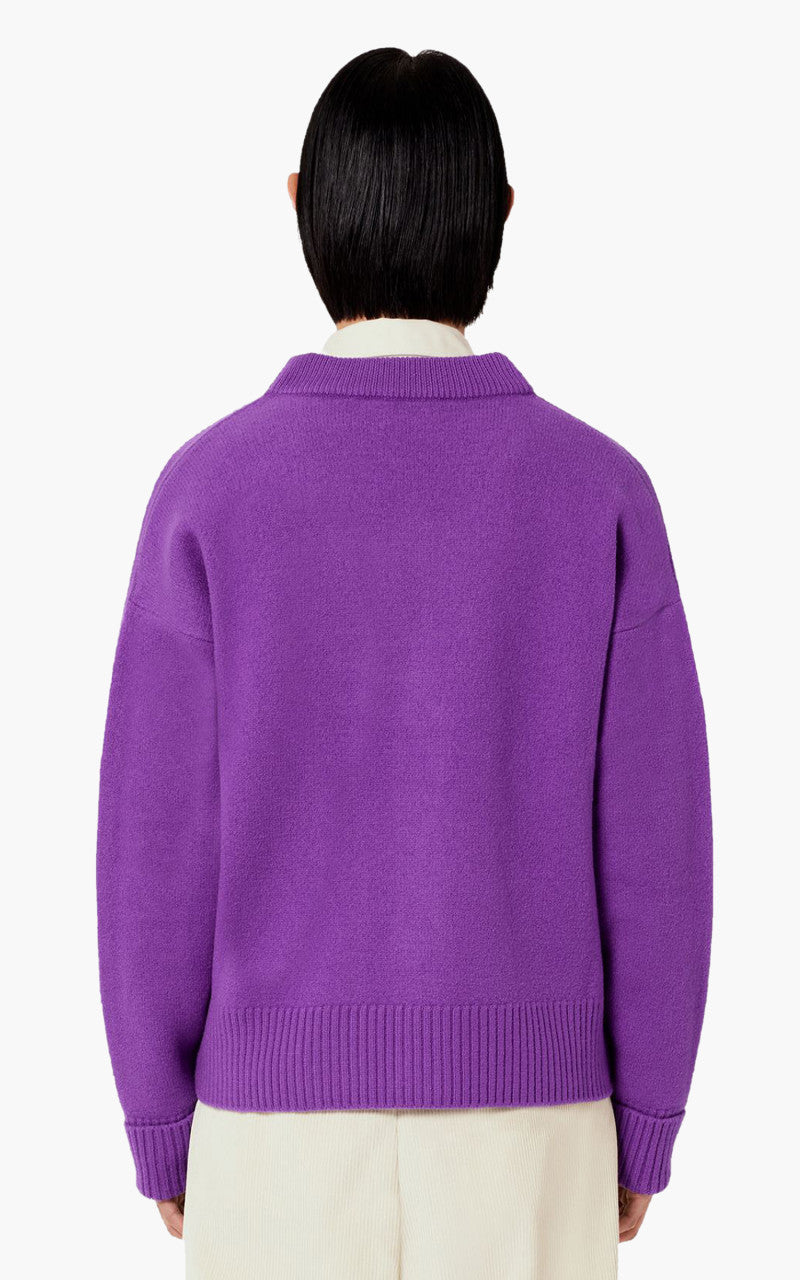 AMI Paris Ami De Coeur Cardigan Purple/Black