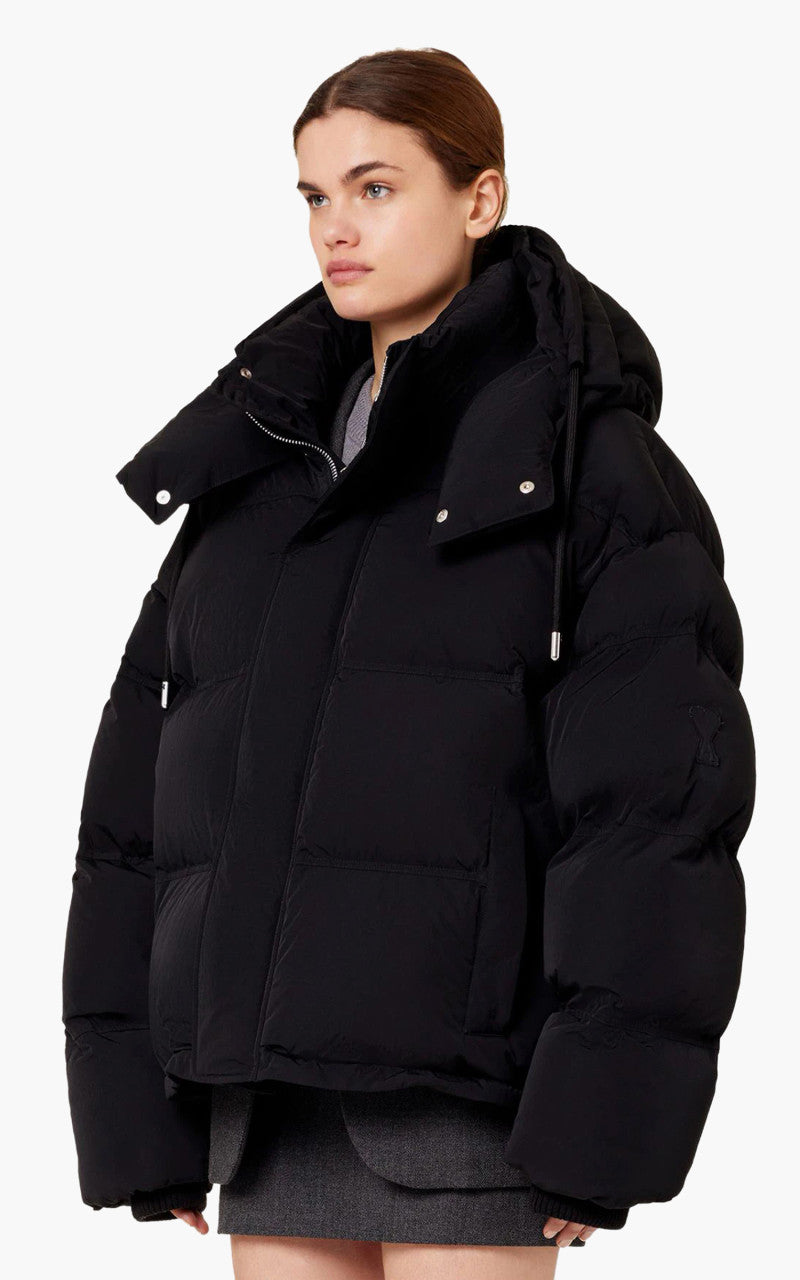AMI Paris Ami De Coeur Patch Down Jacket Black