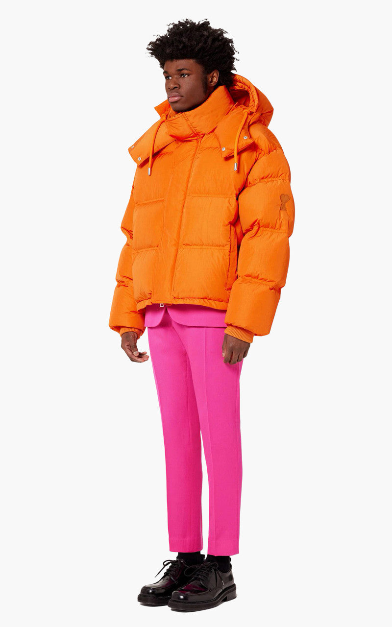 AMI Paris Ami De Coeur Patch Down Jacket Orange