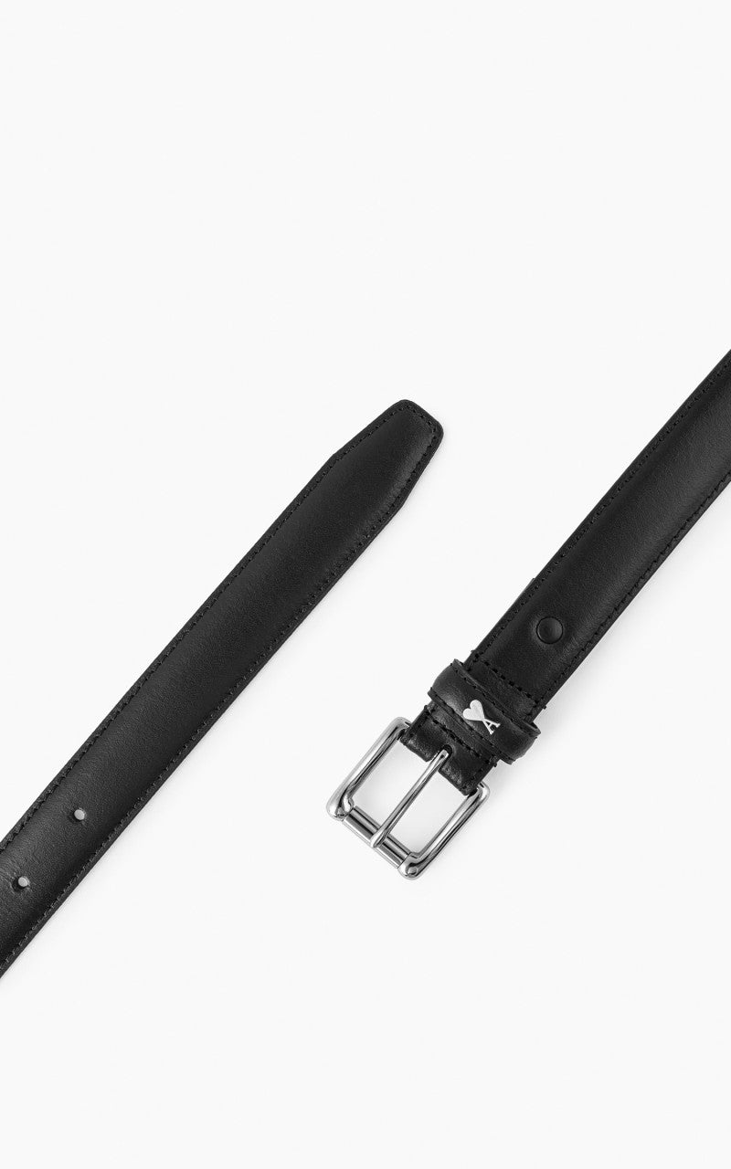 AMI PARIS(アミパリス) AMI DE COEUR ベルト AMI Paris: Black Cow Leather Ami de Coeur Buckle Belt | SSENSE