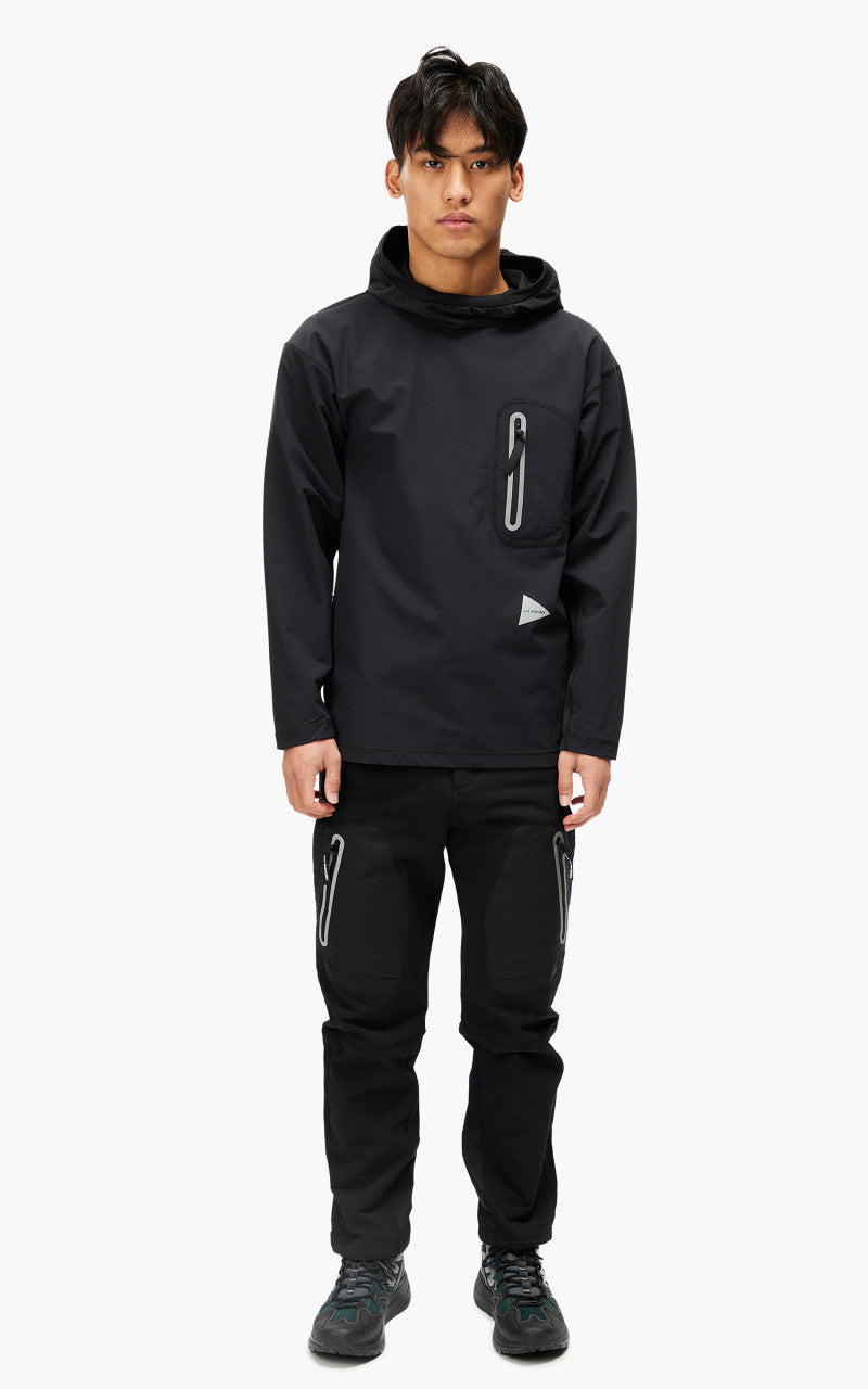 and wander Hybrid Warm Pocket Hoodie Black
