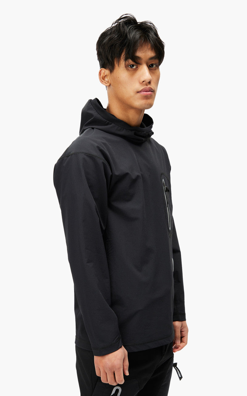 and wander Hybrid Warm Pocket Hoodie Black