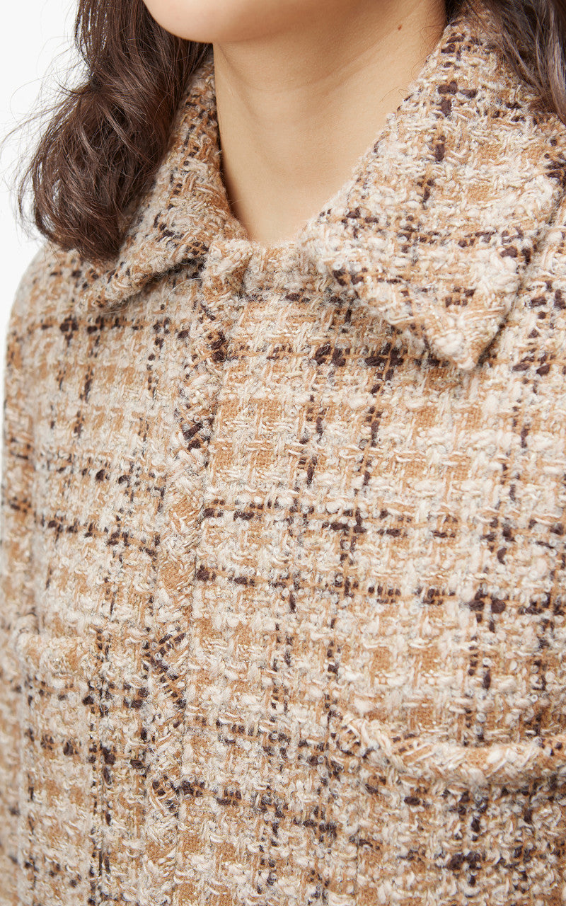 Auralee W Homespun Tweed Blouson Beige Tweed