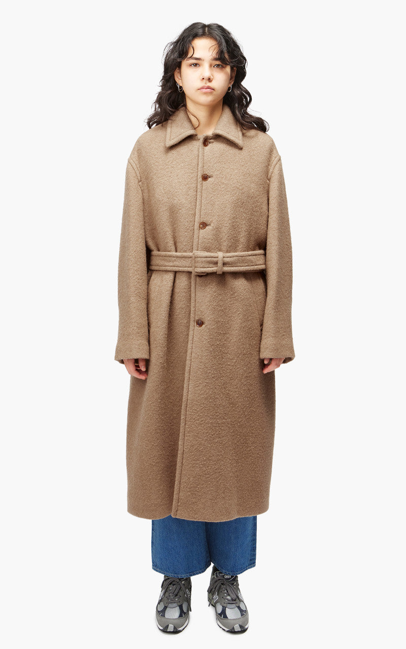Auralee W Brushed Baby Camel Melton Coat Camel