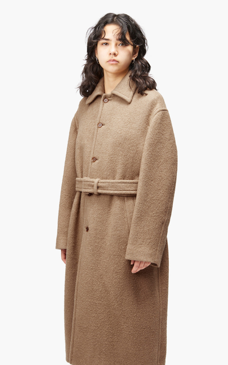 Auralee W Brushed Baby Camel Melton Coat Camel