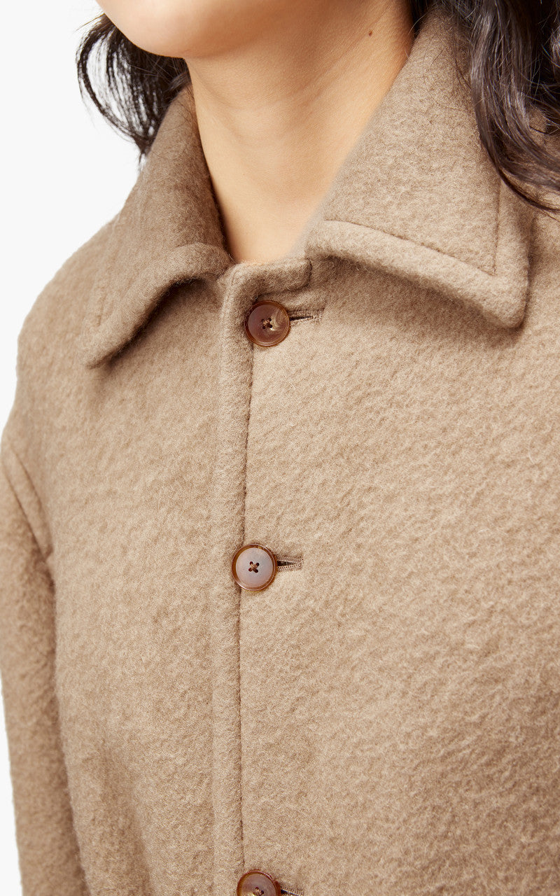 Auralee W Brushed Baby Camel Melton Coat Camel