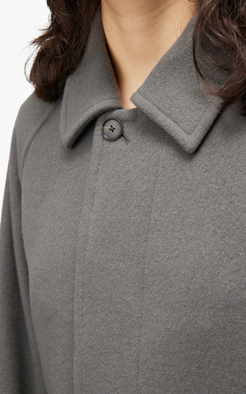 Auralee W Cashmere Wool Mosser Soutien Collar Coat Grey