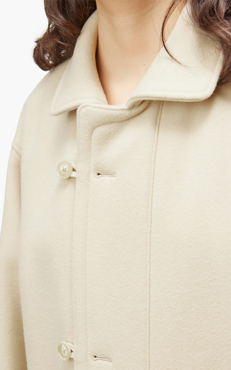 Auralee W Double Cloth Super Fine Melton Coat Light Beige