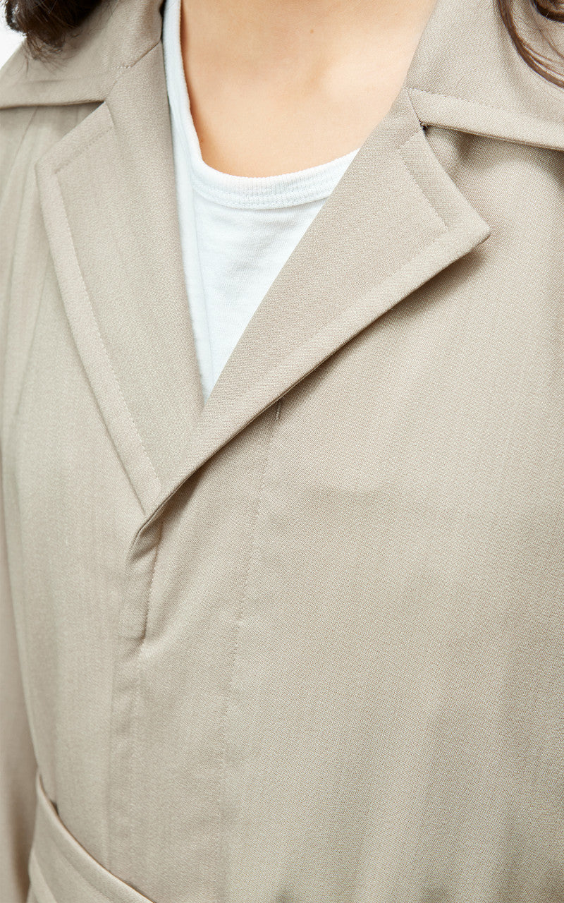 Auralee W Super Fine Tropical Wool Chesterfield Padded Coat Top Ivory Beige