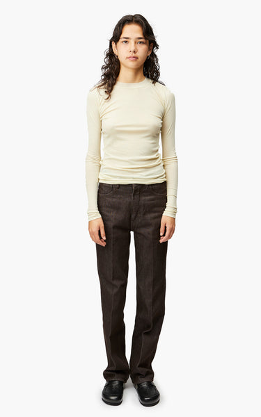 【leina】AURALEE HIGH GAUGE SHEER Namu Shop - Auralee Super High Gauge Sheer Rib L/S Tee - Black