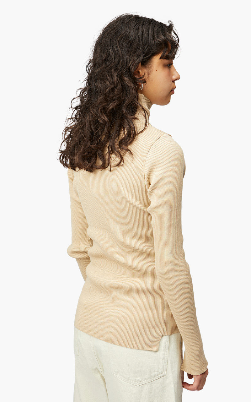 Auralee W Giza High Gauge Rib Knit Turtle Neck P/O Light Beige