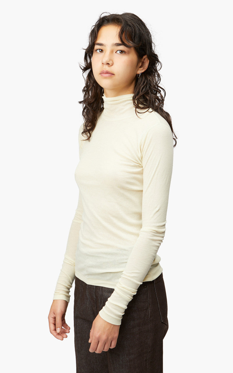 Auralee W High Gauge Sheer Rib Turtle Neck L/S Tee Light Lime