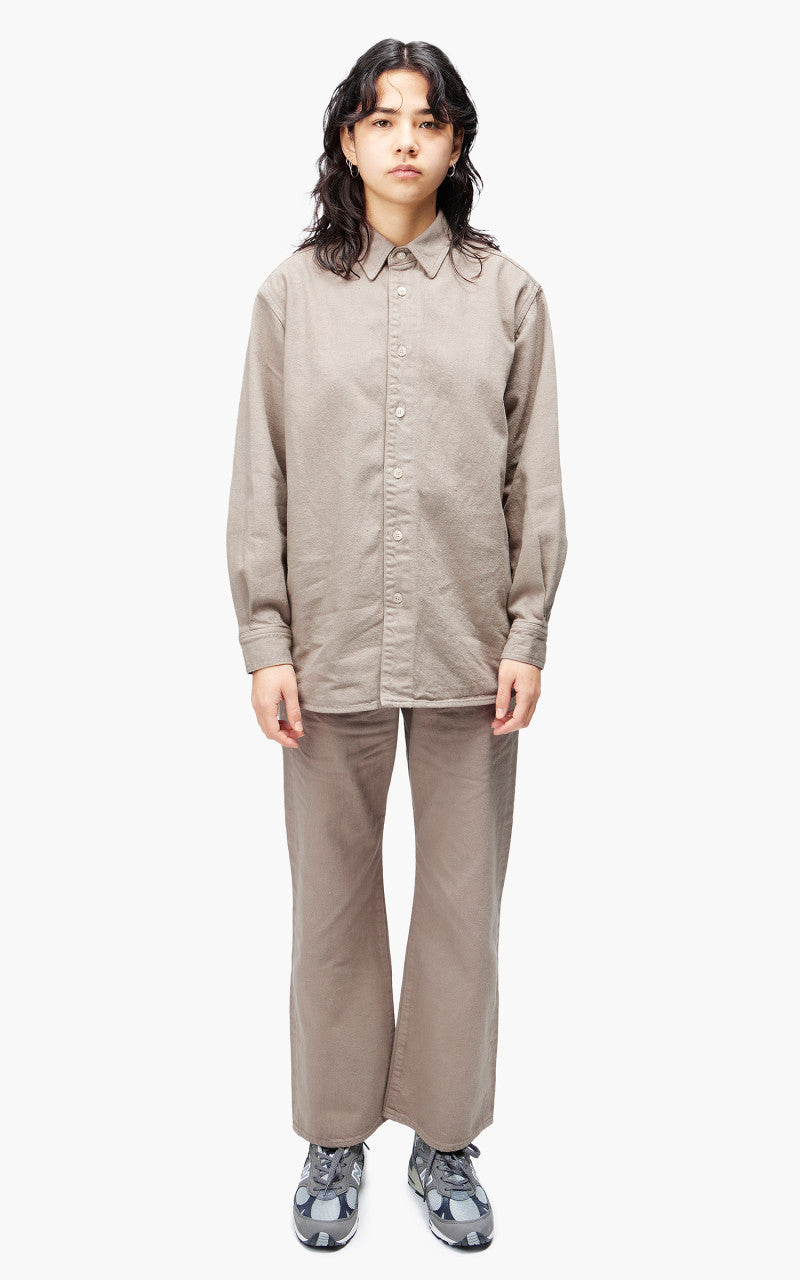 Auralee W Botanical Dyed Selvedge Denim Shirt Blouson Natural Brown