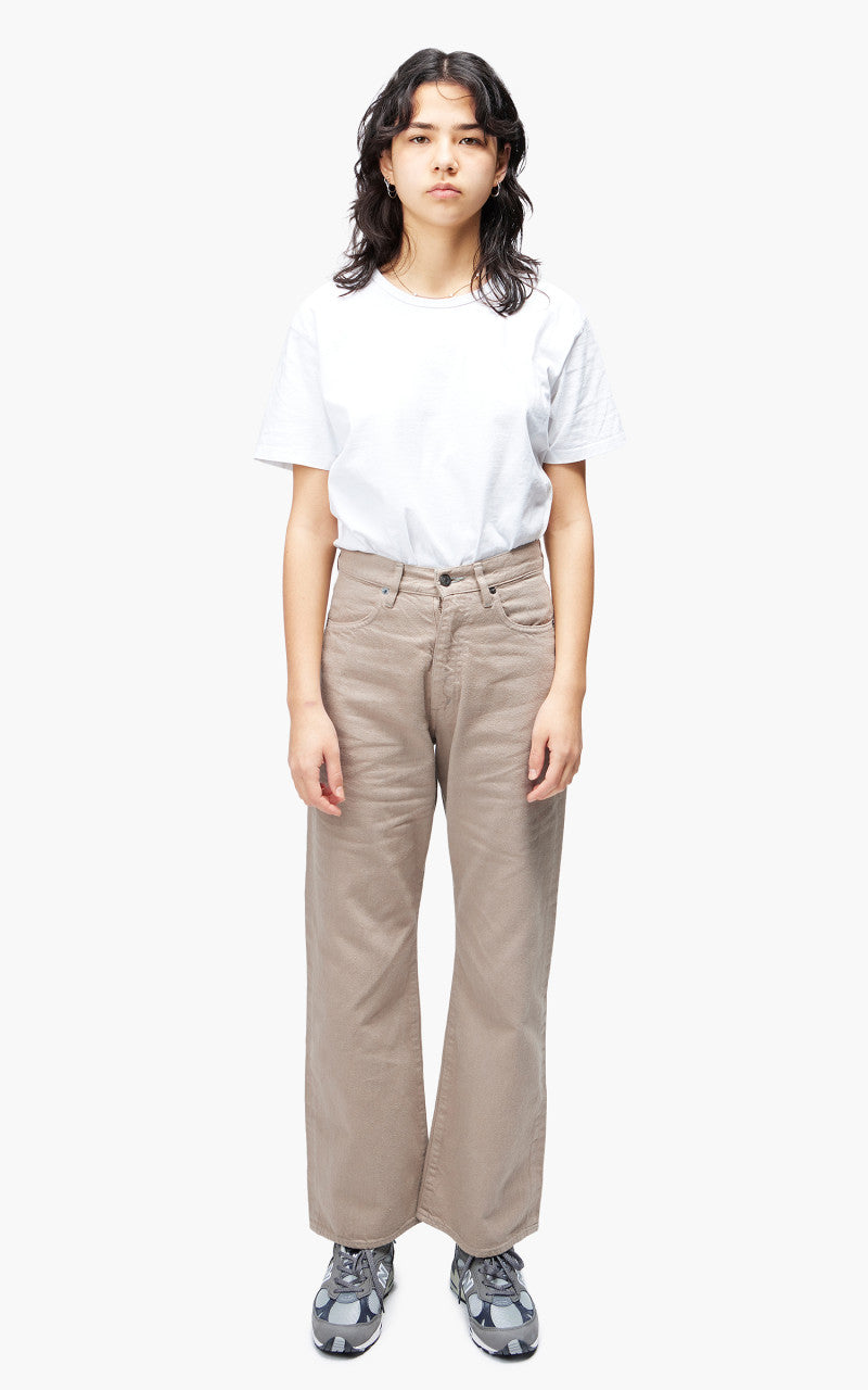 Auralee W Botanical Dyed Selvedge Denim Pants Natural Brown